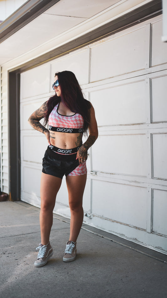 Pink Checks Sports Bra